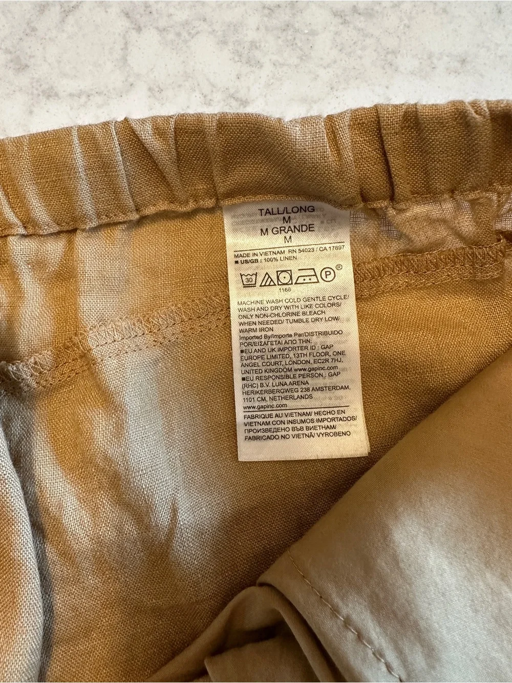 Banana Republic The Studio Wide Leg Drawstring Pant in Linen - Faded Khaki
